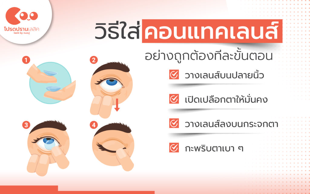 วิธีใส่คอนแทคเลนส์อย่างถูกต้องทีละขั้นตอน