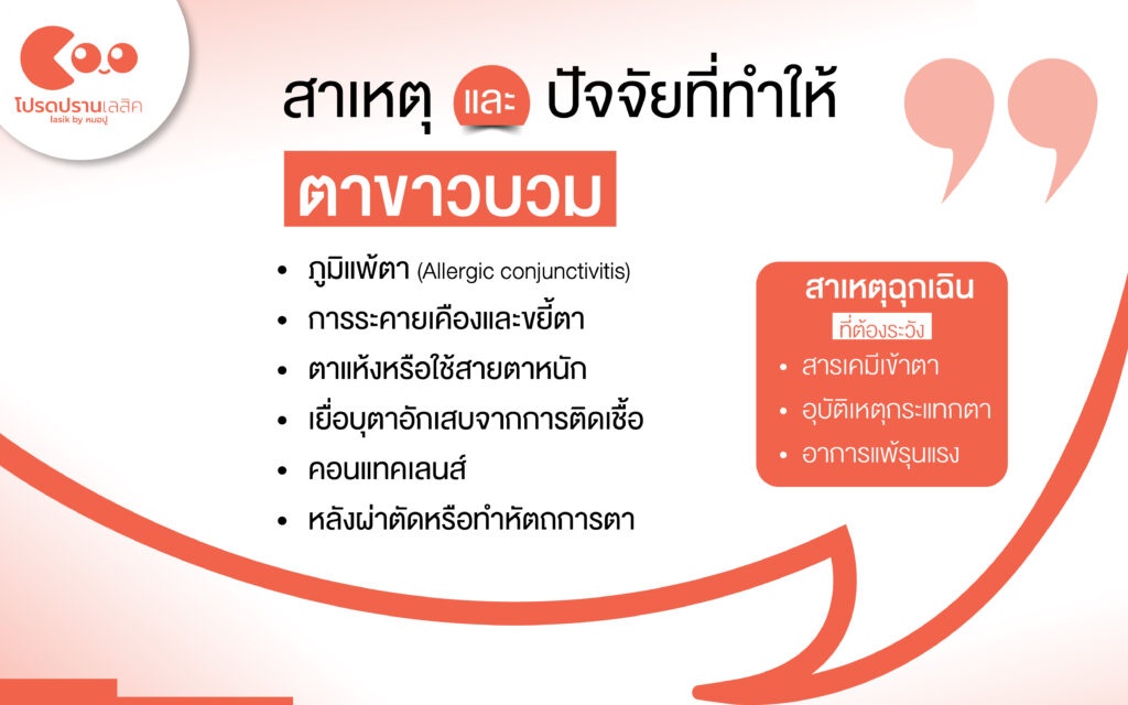 ตาขาวบวม สาเหตุและอาการ